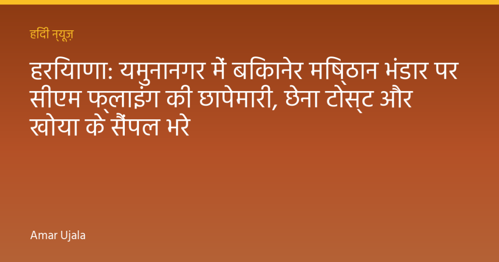 हरियाणा: यमुनानगर में बिकानेर मिष्ठान भंडार पर सीएम फ्लाइंग की छापेमारी, छेना टोस्ट और खोया के सैंपल भरे