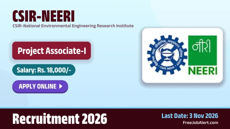 CSIR-NEERI Project Associate-I Recruitment 2026 – Apply Online