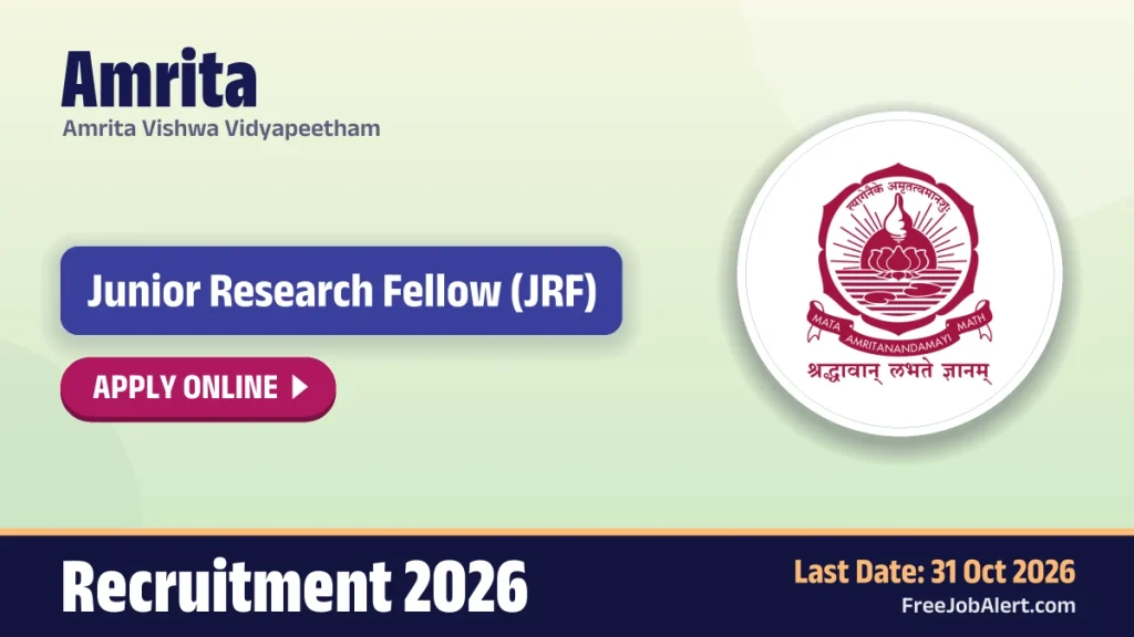 Amrita Junior Research Fellow Recruitment 2026 – Apply Online